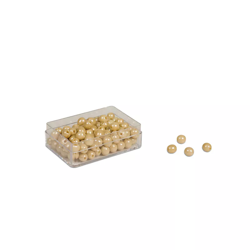 Plastic Box With 100 Golden Bead Units: Individual Beads